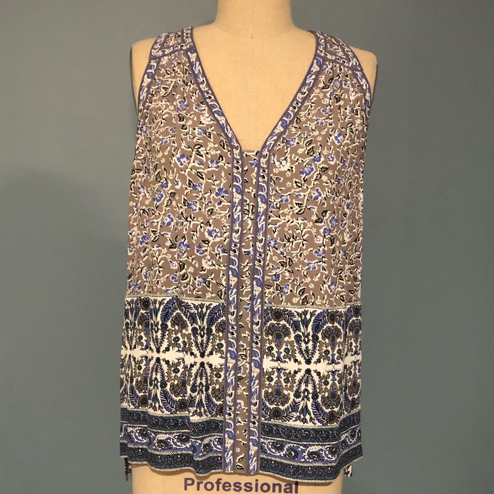 Rebecca Taylor | blue and Grey Printed Top